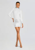 Rue Embellished Dress by retrofête in White/Silver, product image 1