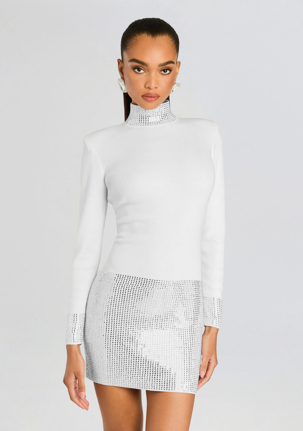 Rue Embellished Dress by retrofête in White/Silver, product image 5