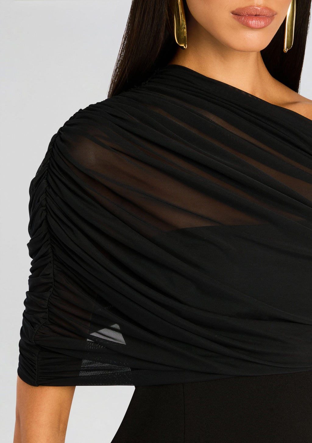 Selma Mini Crepe Dress by SEROYA in Black, product image 2