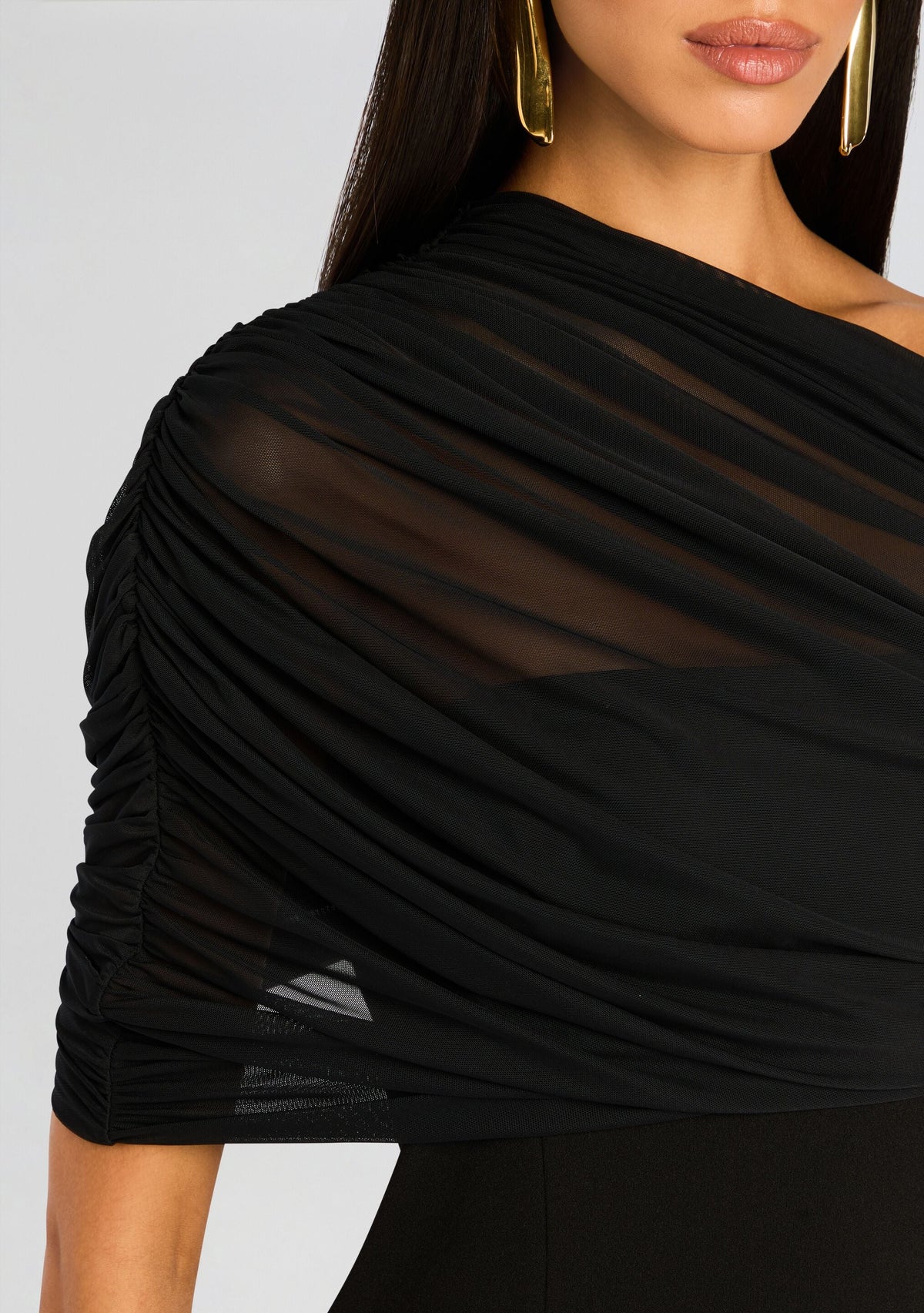 Selma Mini Crepe Dress by SEROYA in Black, product image 2