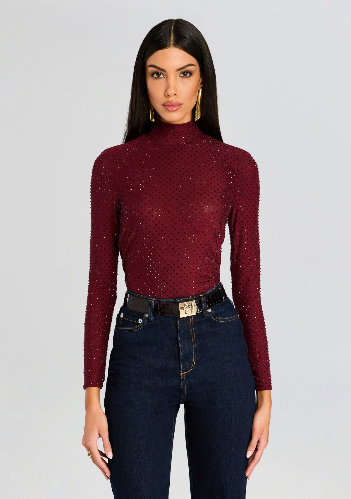 Weylyn Mesh Top by retrofête in Port, product image 1