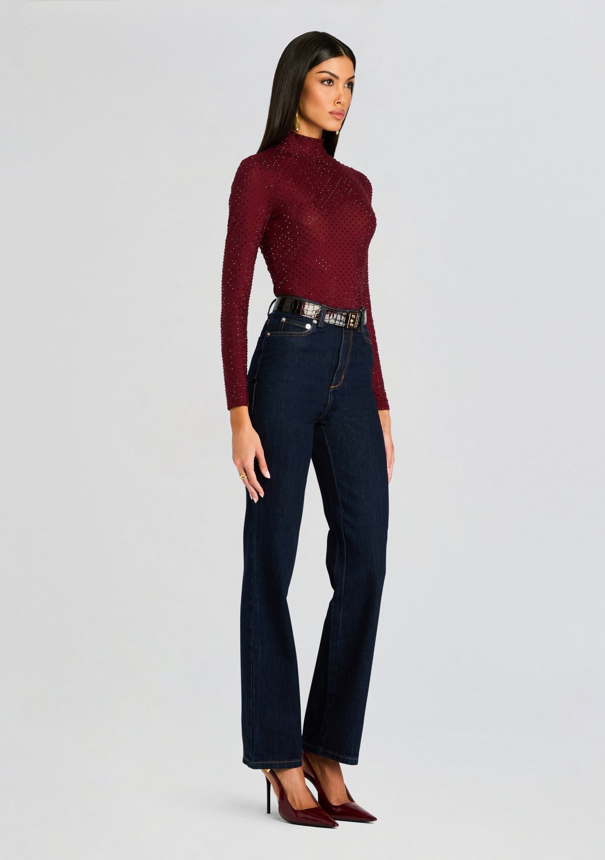 Weylyn Mesh Top by retrofête in Port, product image 3
