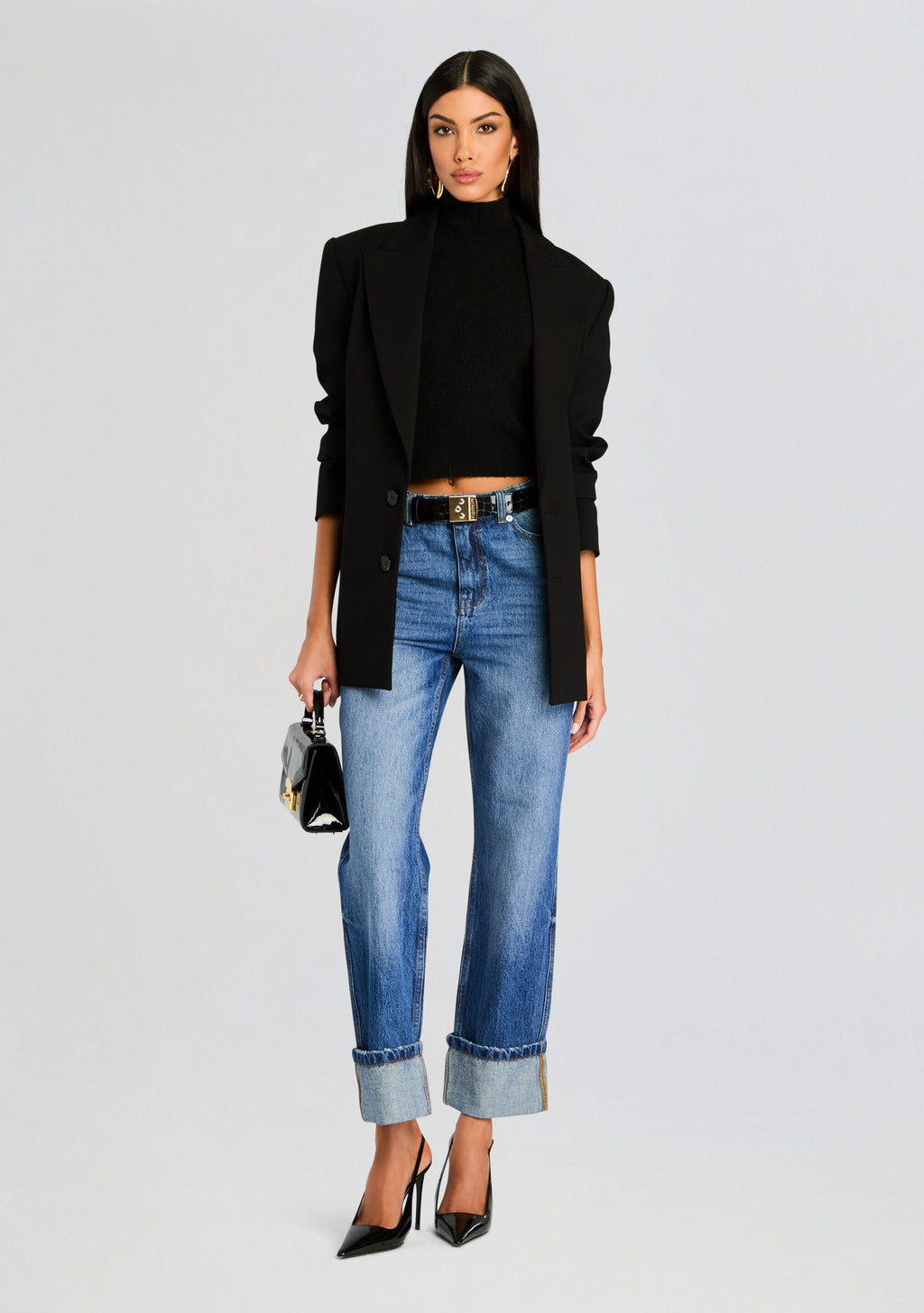 Yuna Fuzzy Knit Top by SEROYA in Black, product image 5