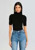 Yuna Fuzzy Knit Top by SEROYA in Black, product image 1