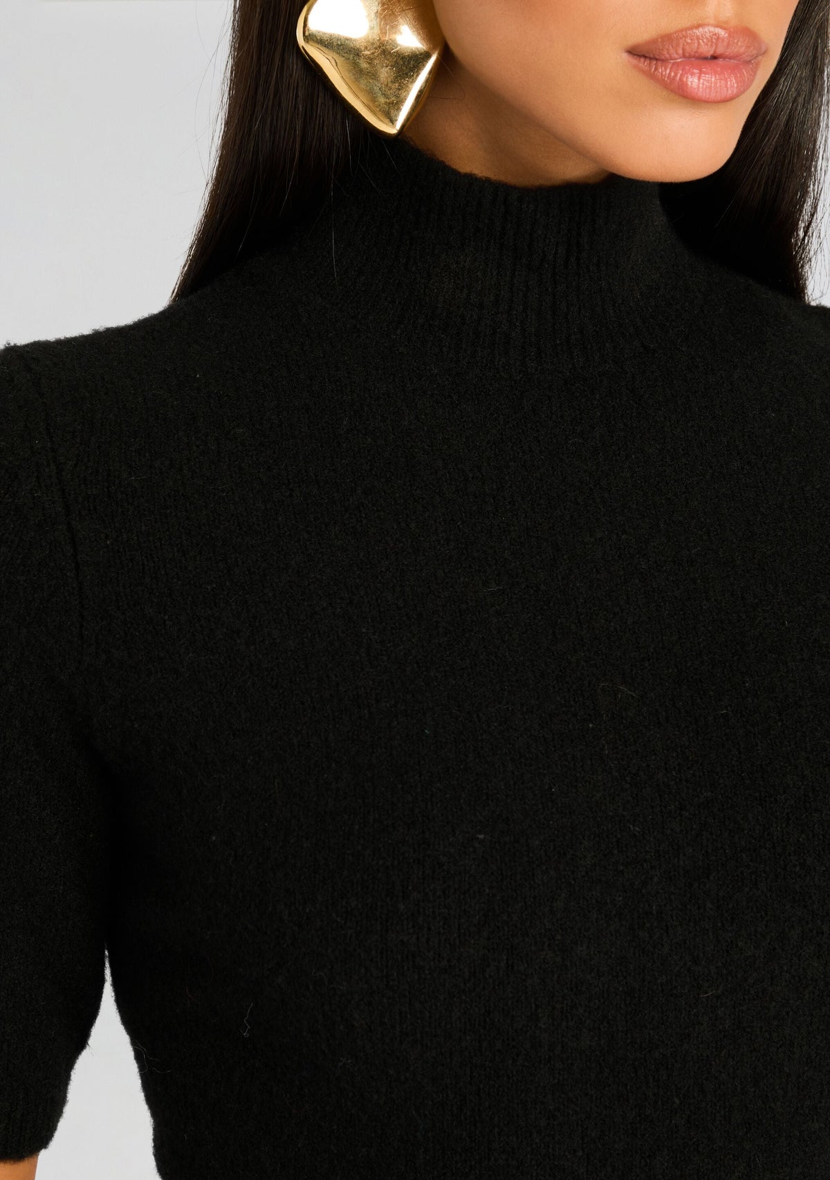Yuna Fuzzy Knit Top by SEROYA in Black, product image 2