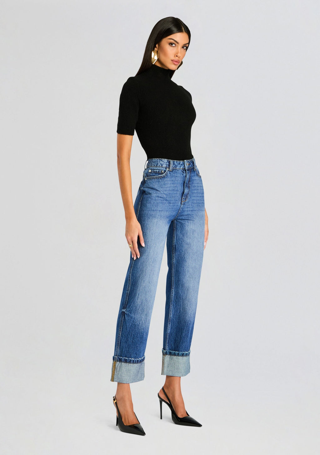 Yuna Fuzzy Knit Top by SEROYA in Black, product image 3
