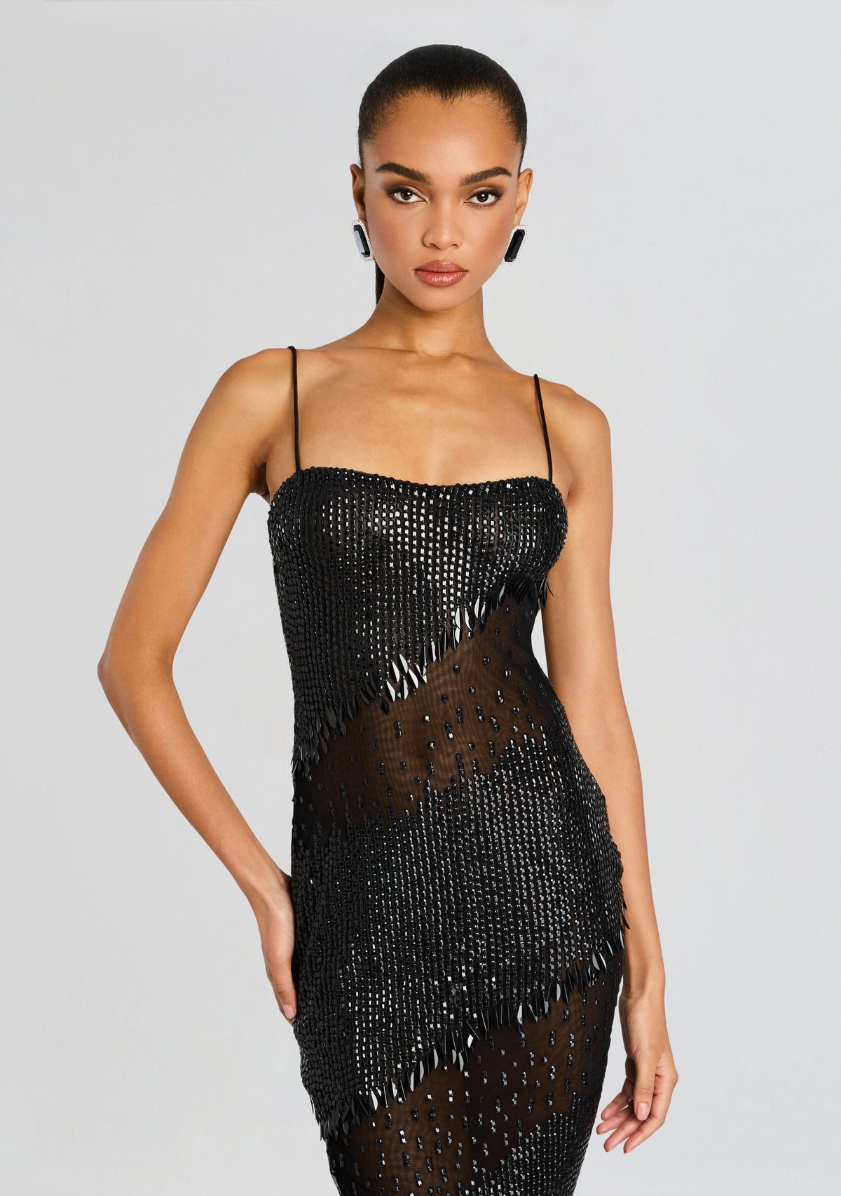 Carmine Embellished Dress by retrofête in Black, product image 5