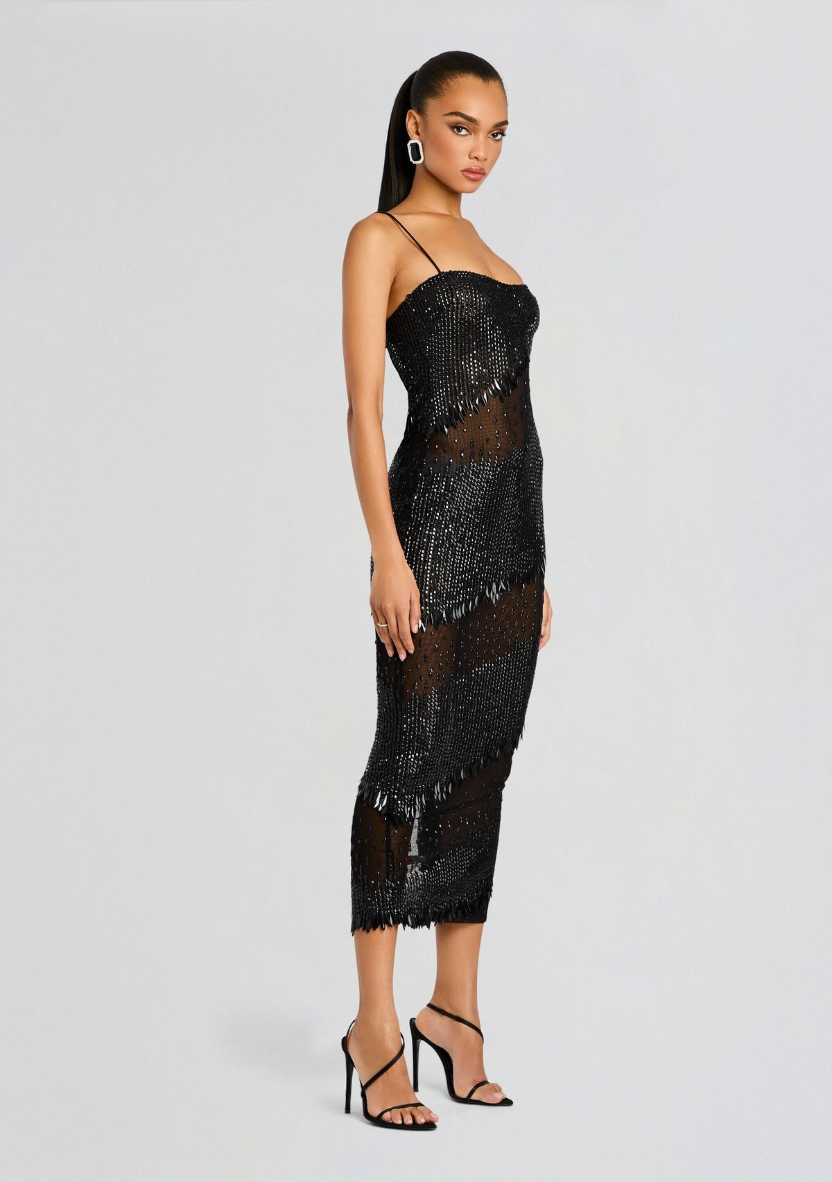 Carmine Embellished Dress by retrofête in Black, product image 3