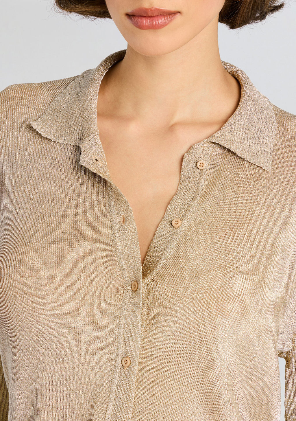Jessa Metallic Knit Top by SEROYA in Gold, product image 3