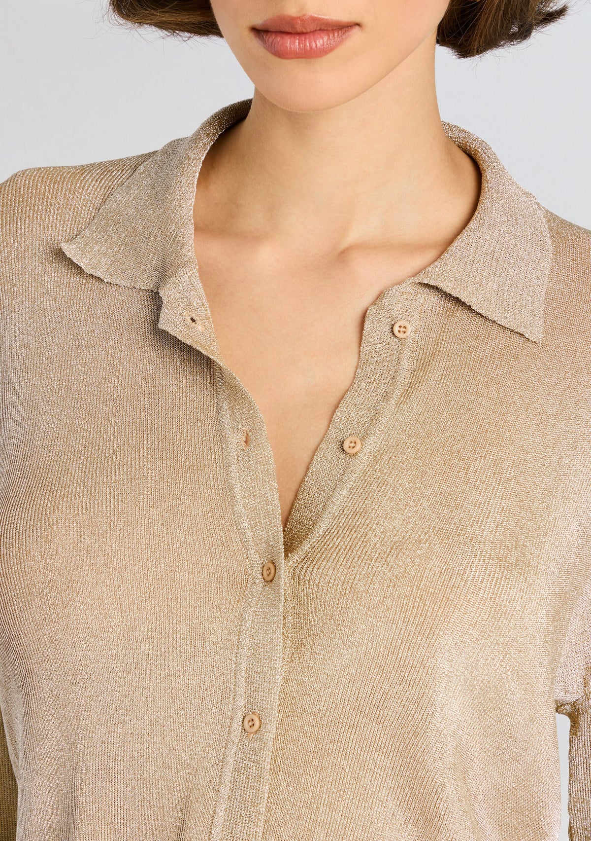 Jessa Metallic Knit Top by SEROYA in Gold, product image 3