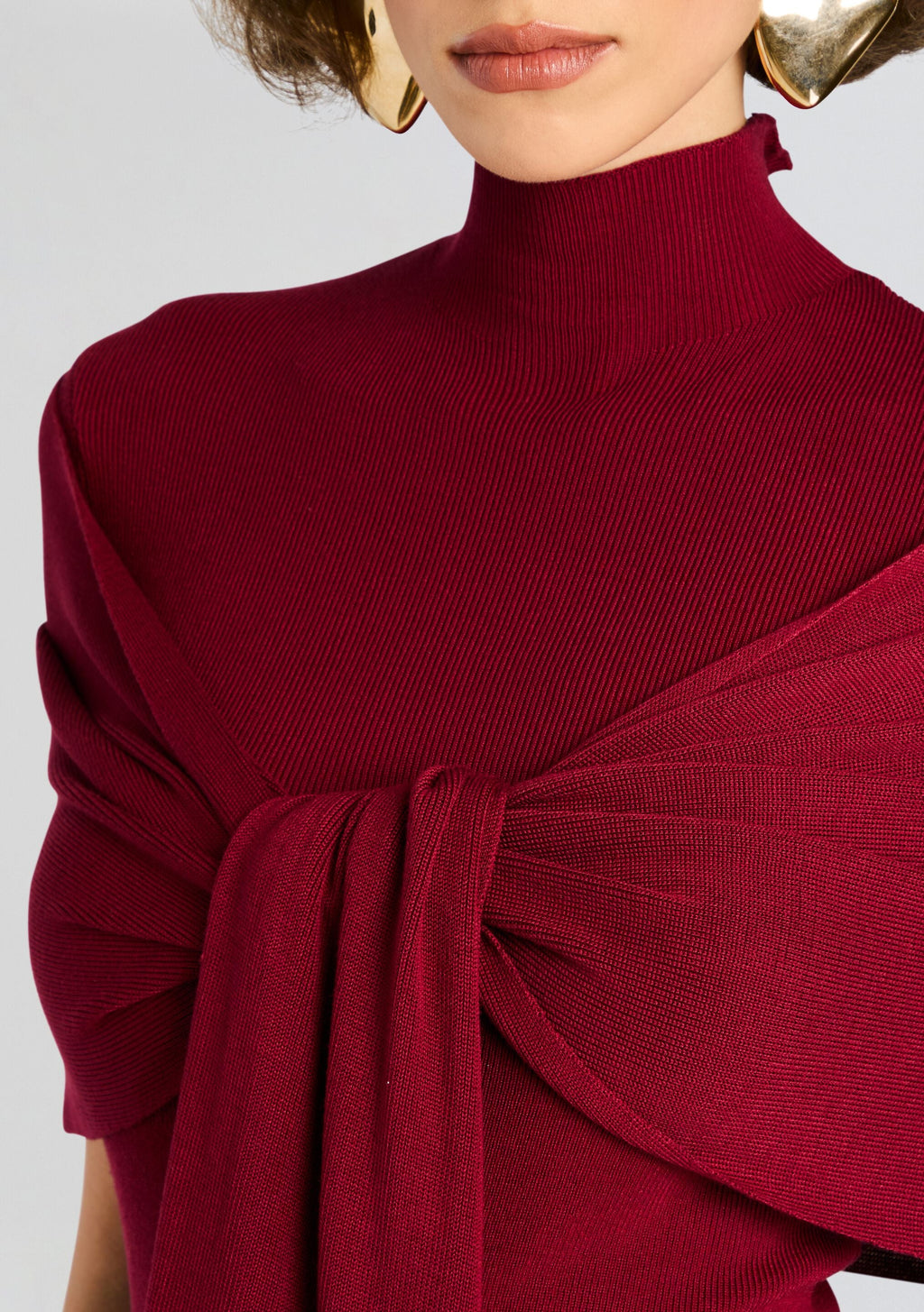 Noemi Knit Tie Top by SEROYA in Ruby Red, product image 3