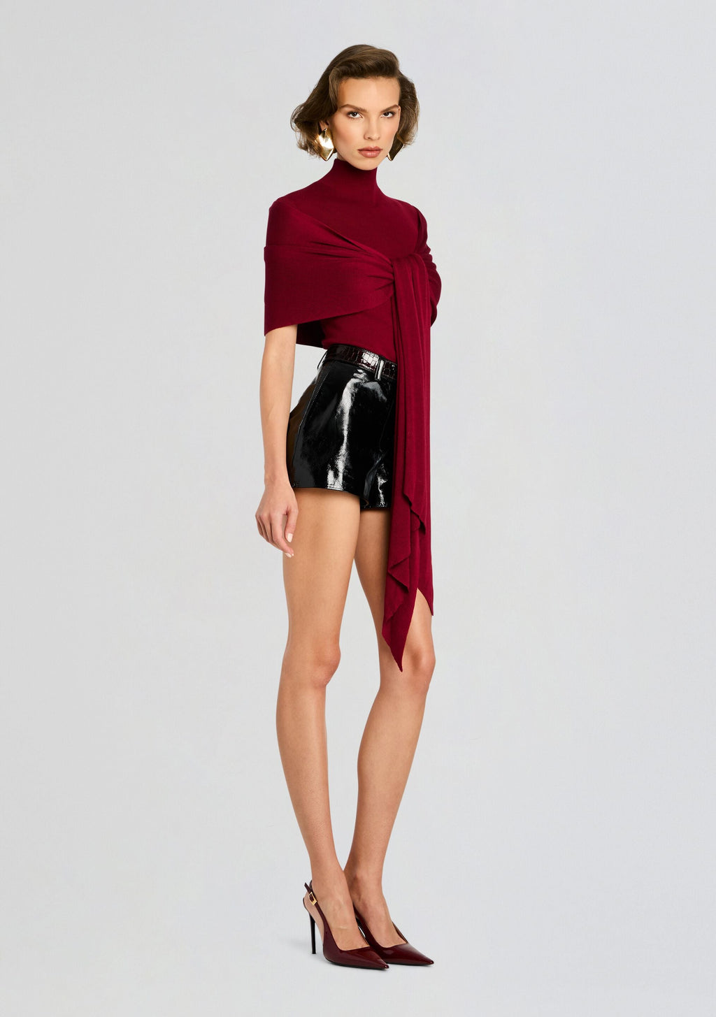 Noemi Knit Tie Top by SEROYA in Ruby Red, product image 4