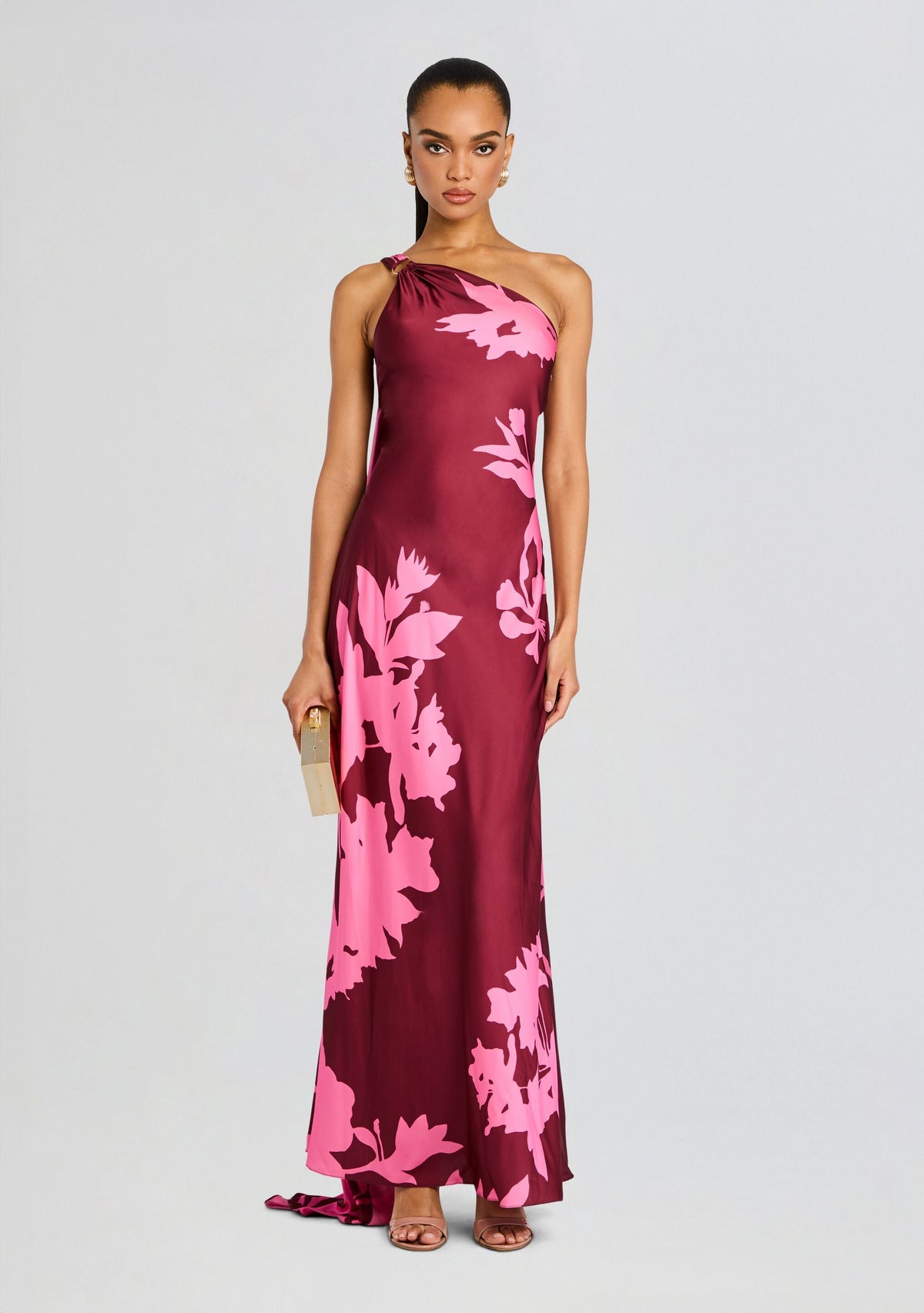 Tehr One Shoulder Long Dress by Hemant & Nandita in Black Magenta, product image 5