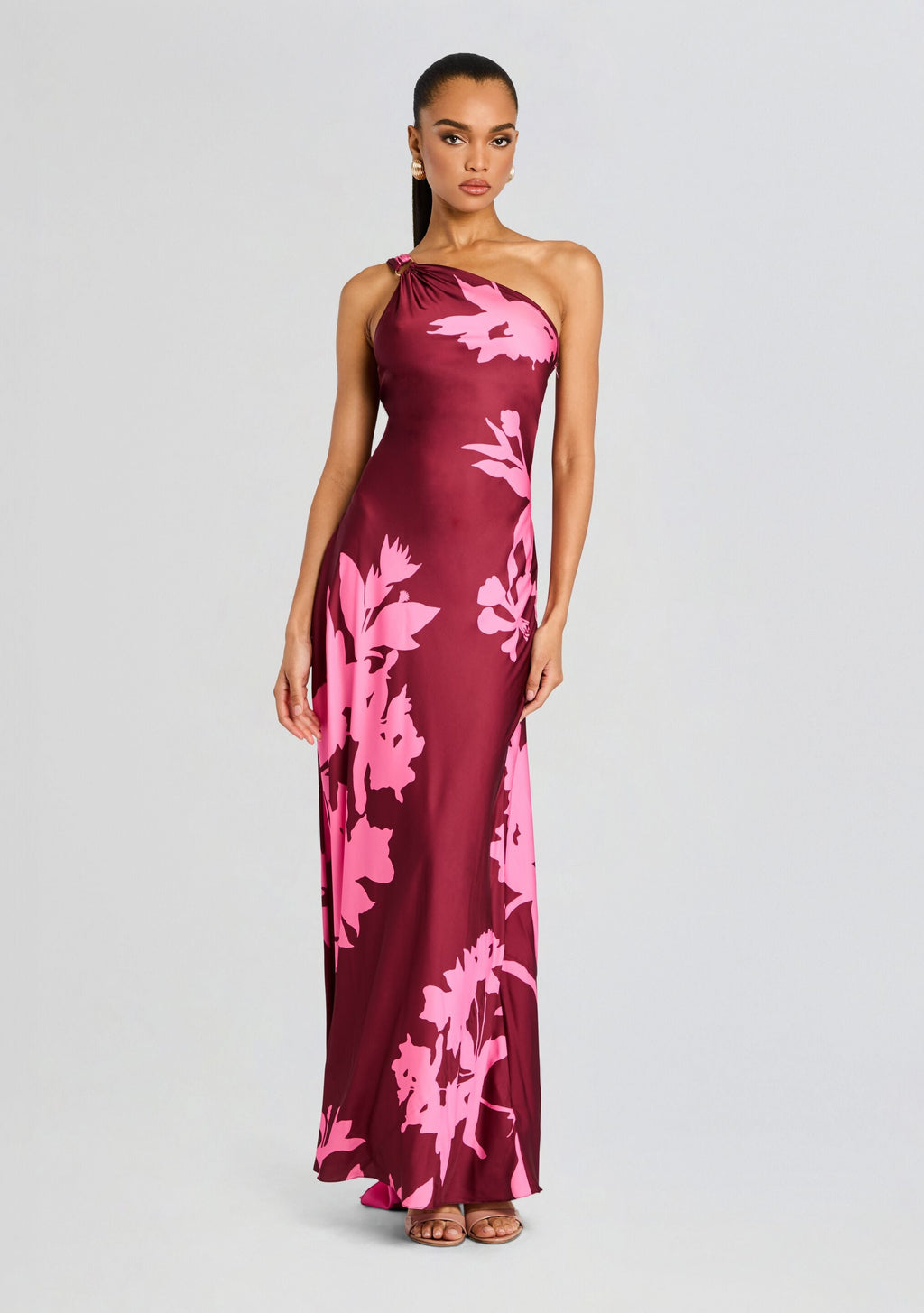 Tehr One Shoulder Long Dress by Hemant & Nandita in Black Magenta, product image 2