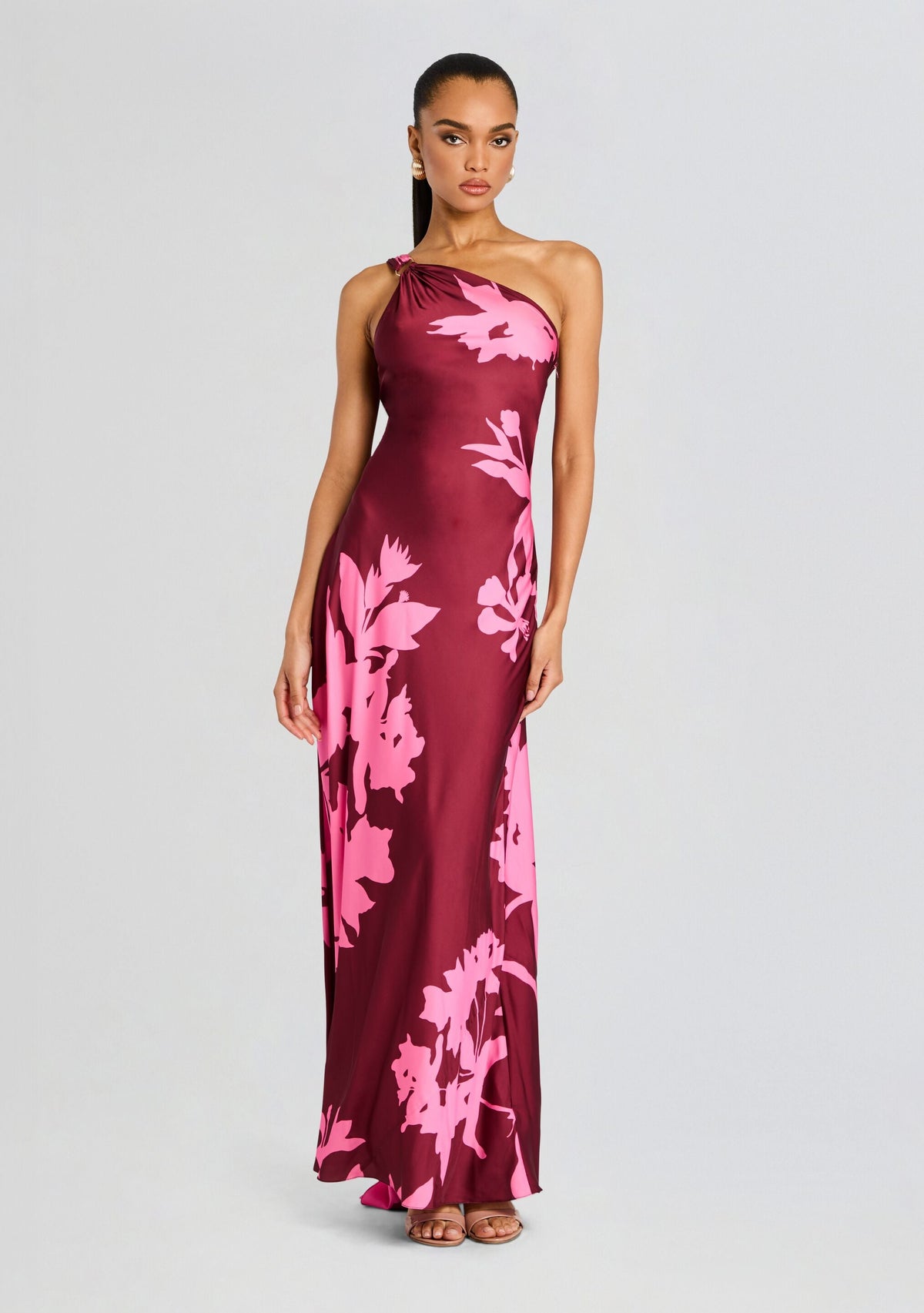 Tehr One Shoulder Long Dress by Hemant & Nandita in Black Magenta, product image 2