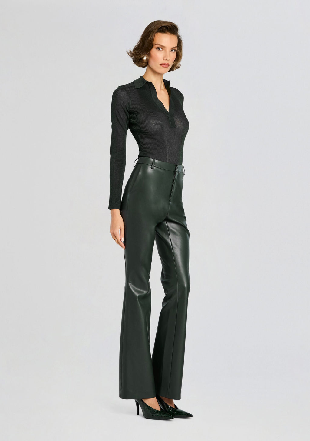 Paige Polo Top by SEROYA in Forest Green, product image 3