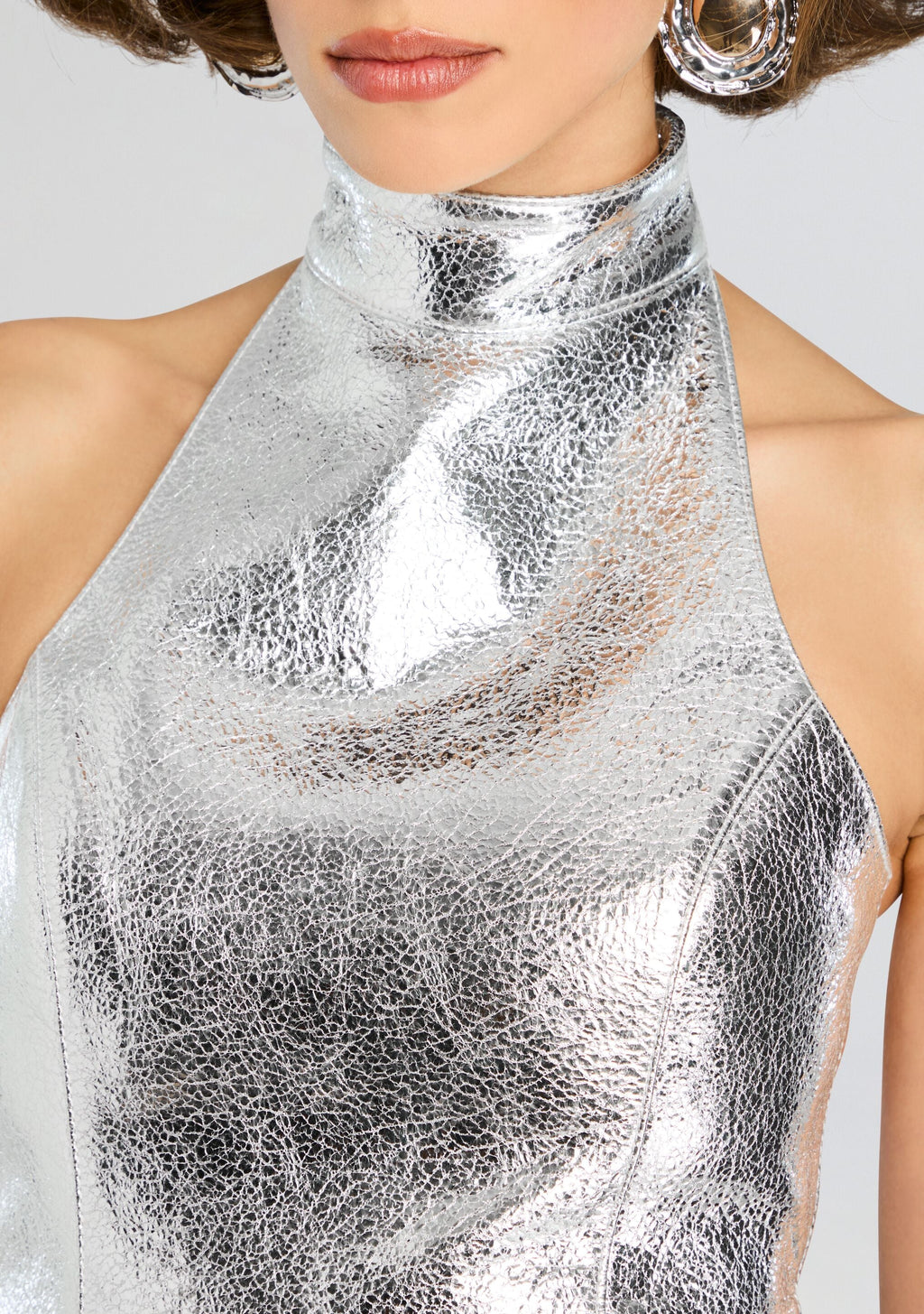 Roxy Leather Dress by retrofête in Silver, product image 3