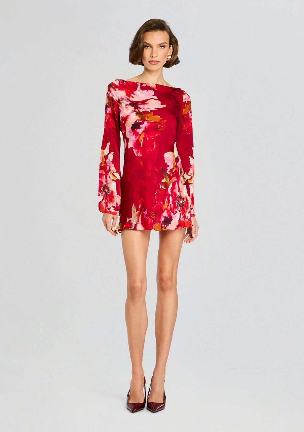 Tuhi Short Dress by Hemant & Nandita in Burgundy Mix, product image 5