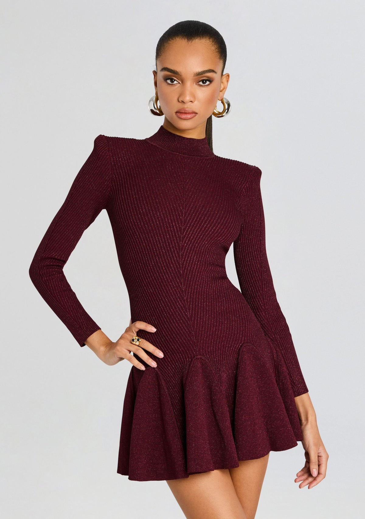 Sydonie Metallic Knit Dress by retrofête in Metallic Port, product image 5
