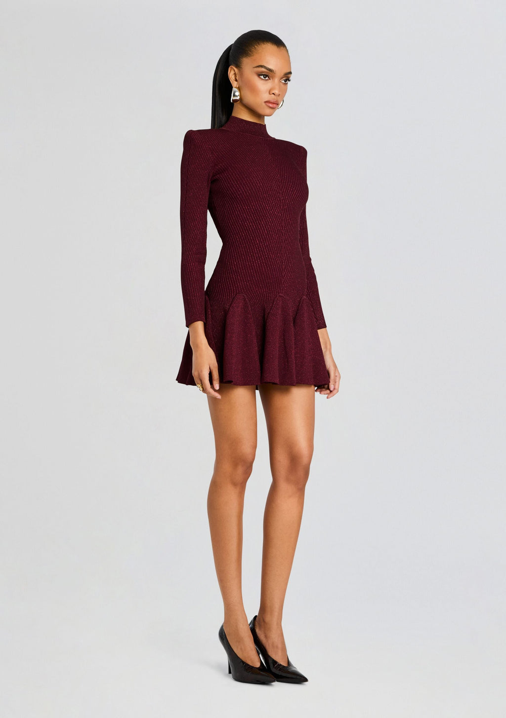 Sydonie Metallic Knit Dress by retrofête in Metallic Port, product image 3