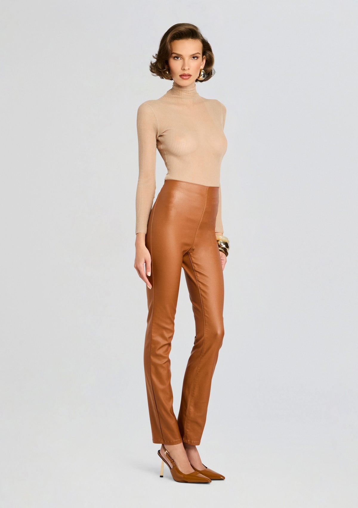 Xena Pant by retrofête in Coated Toffee, product image 3