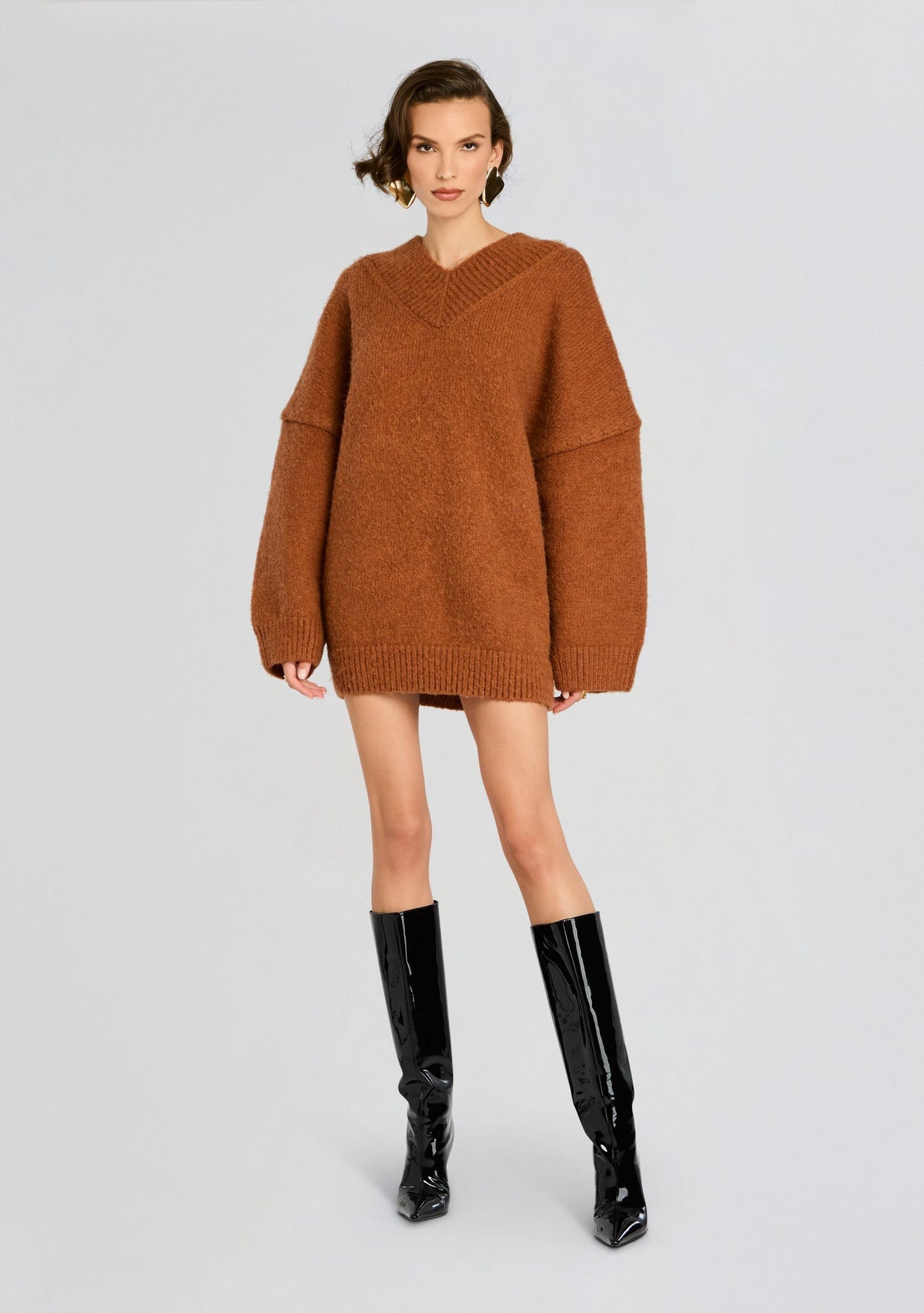 Almada Sweater Dress by SEROYA in Toffee, product image 1