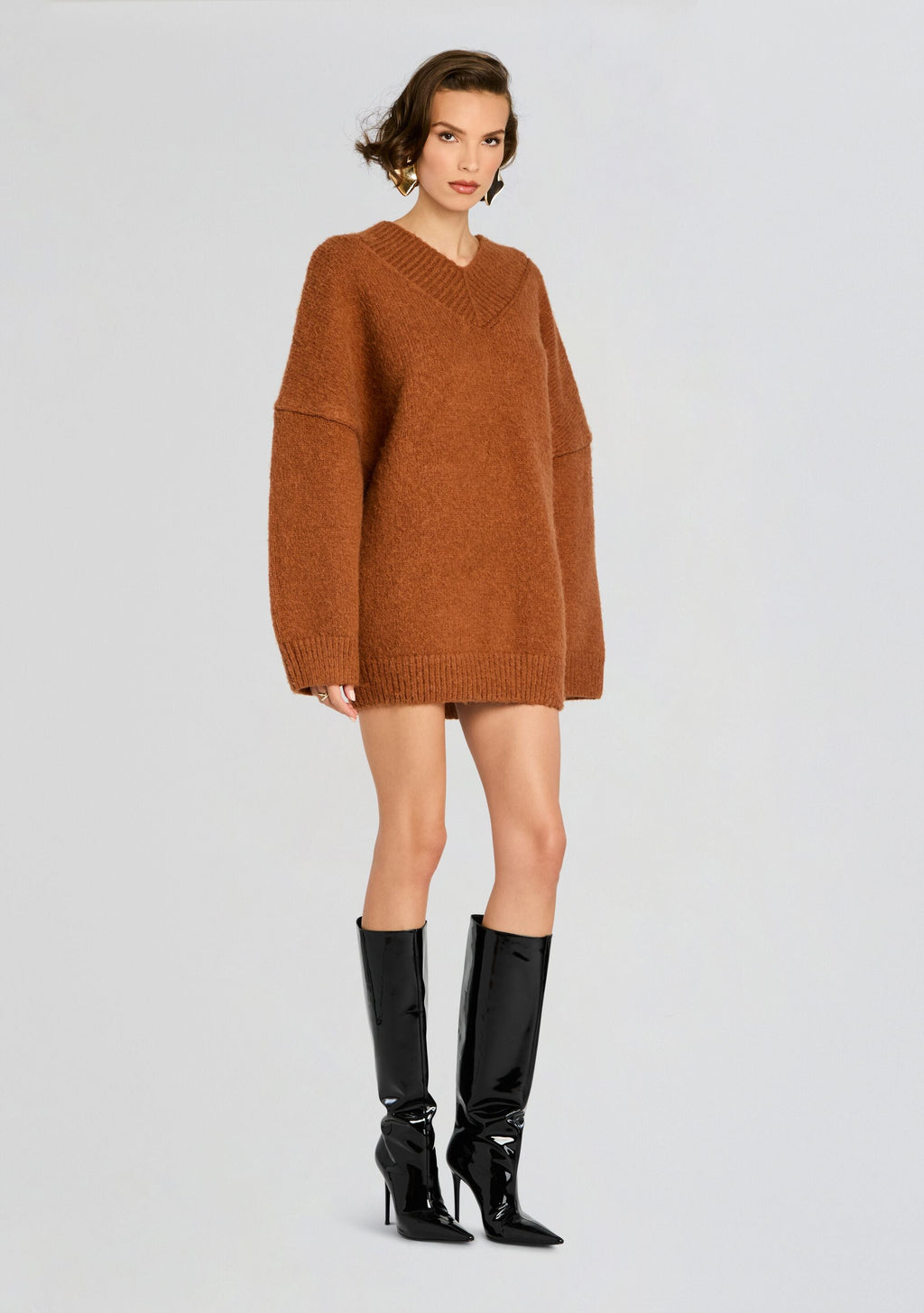 Almada Sweater Dress by SEROYA in Toffee, product image 3