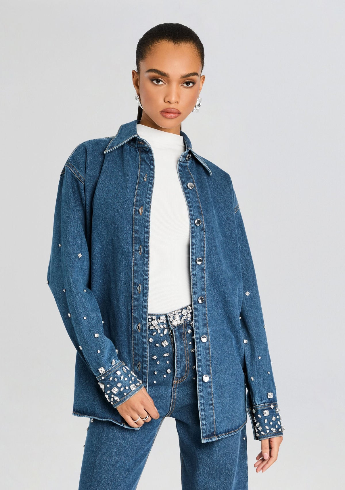 Diletta Crystal Shacket by retrofête in Montana Crystal, product image 1