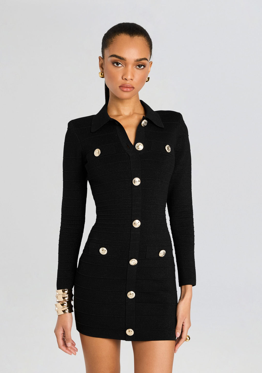 Maggie Metallic Bandage Knit Dress by retrofête in Metallic Black, product image 4