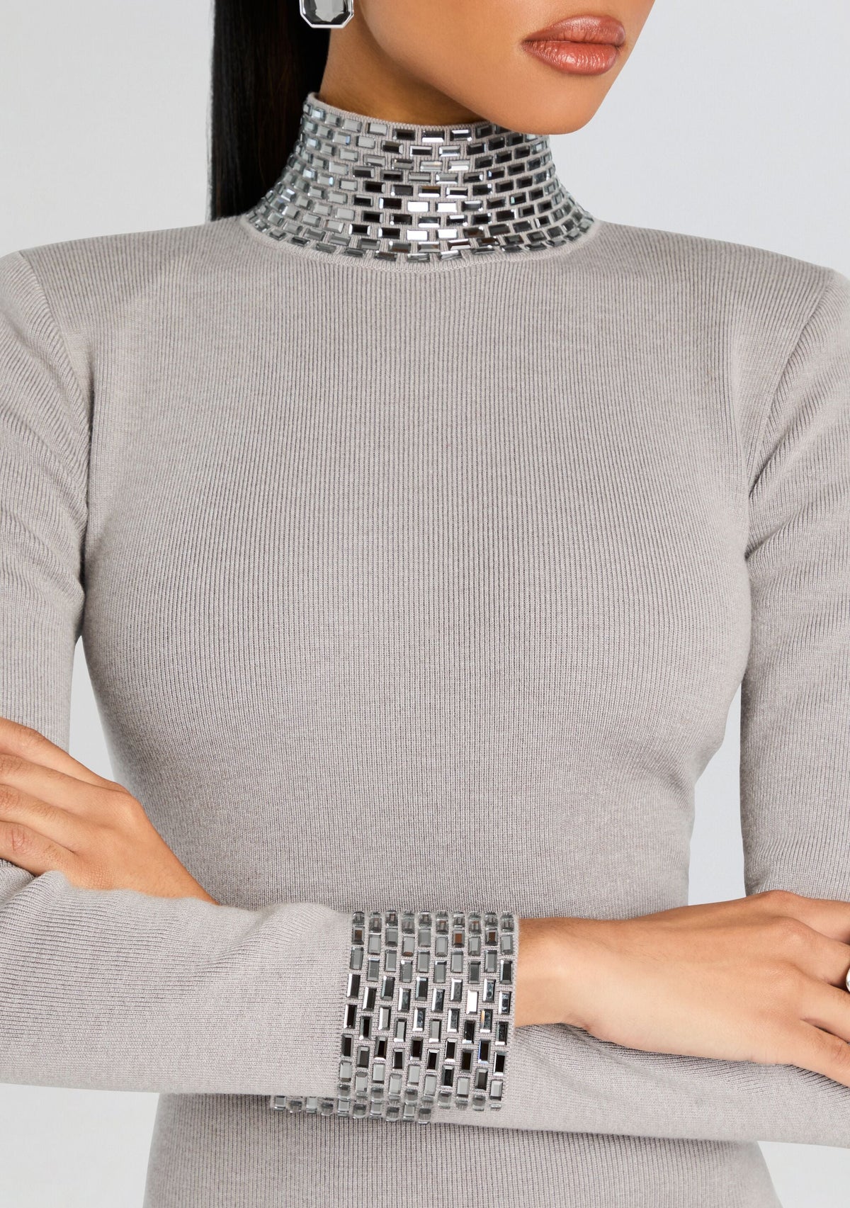 Monroe Embellished Knit Dress by retrofête in Cloud, product image 2