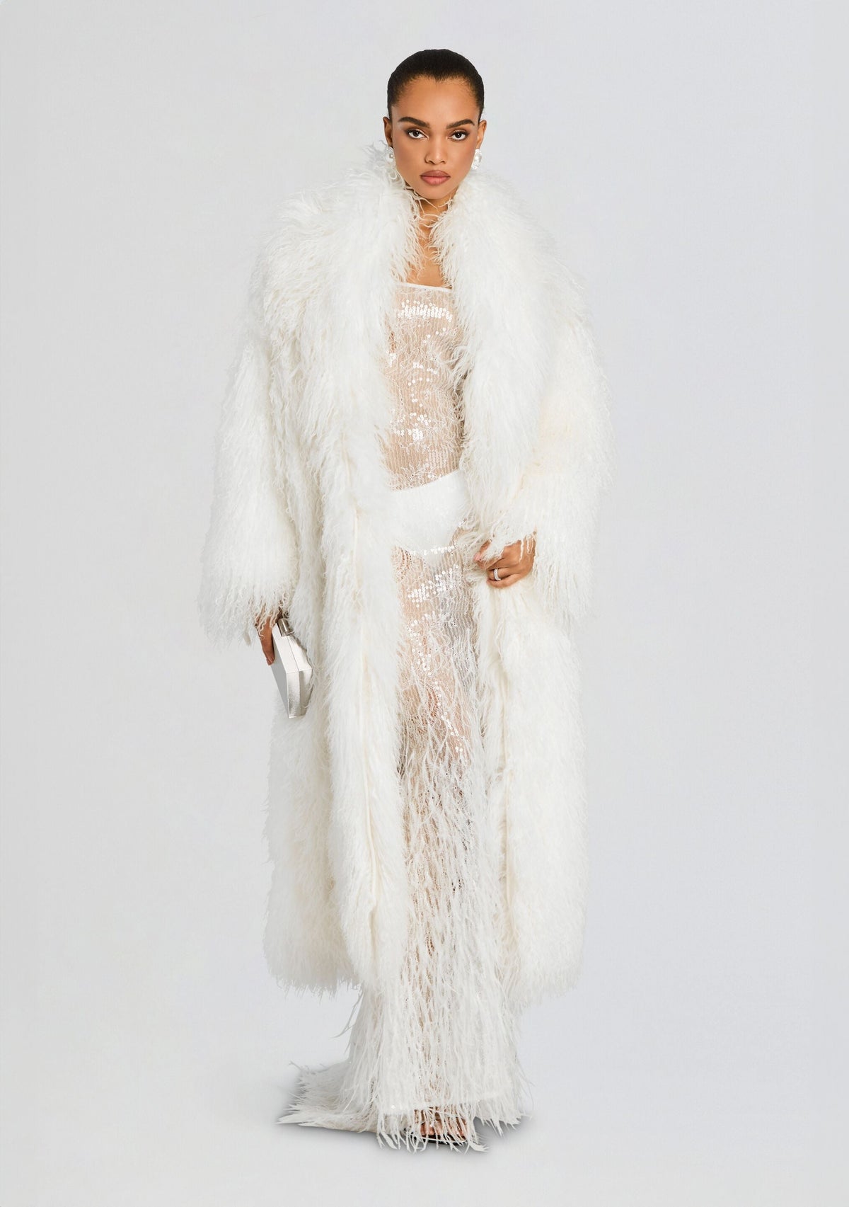 Regis Fur Coat by retrofête in Optic White, product image 1