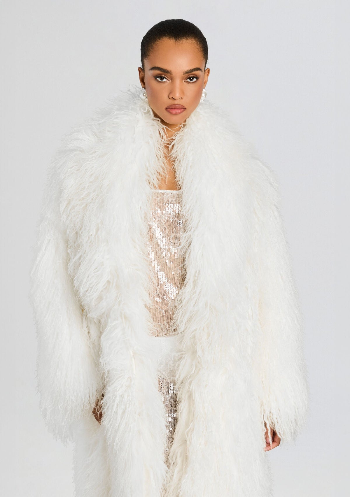 Regis Fur Coat by retrofête in Optic White, product image 4
