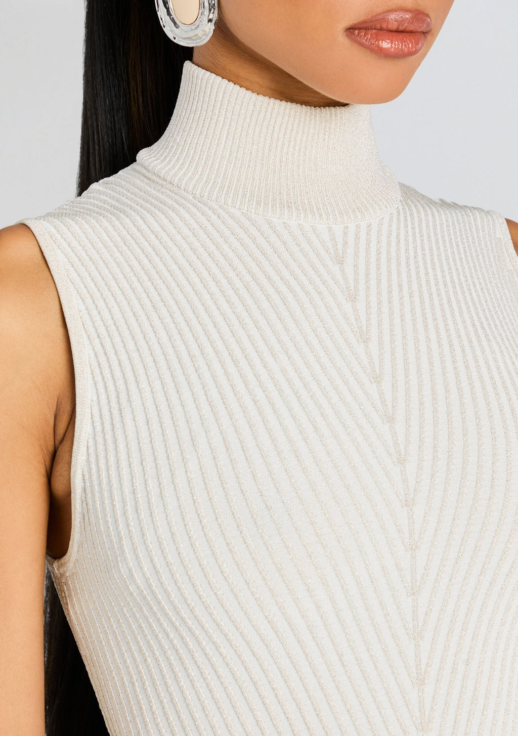 Skylar Metallic Knit Dress by retrofête in Metallic WinterWhite, product image 2