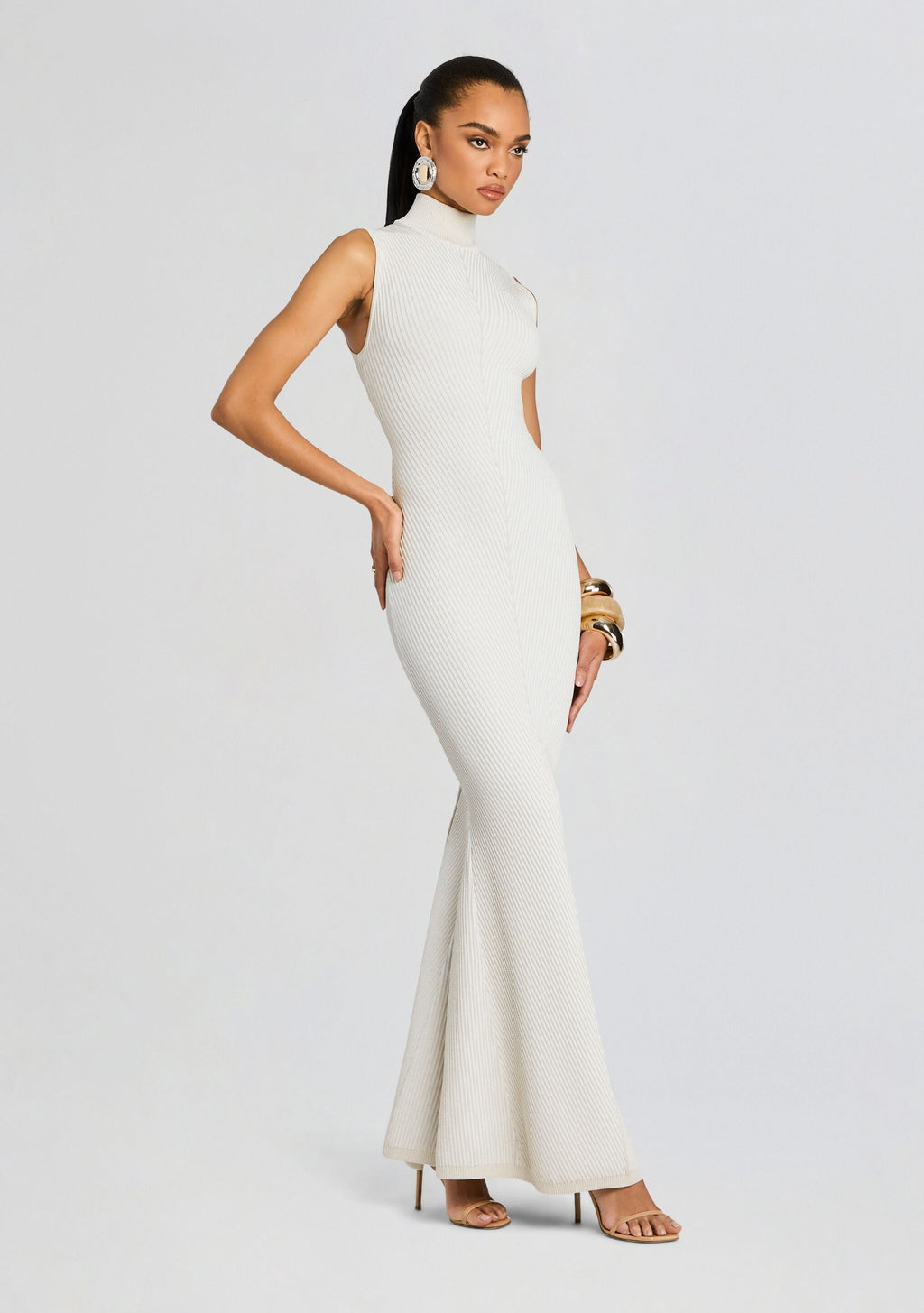 Skylar Metallic Knit Dress by retrofête in Metallic WinterWhite, product image 3