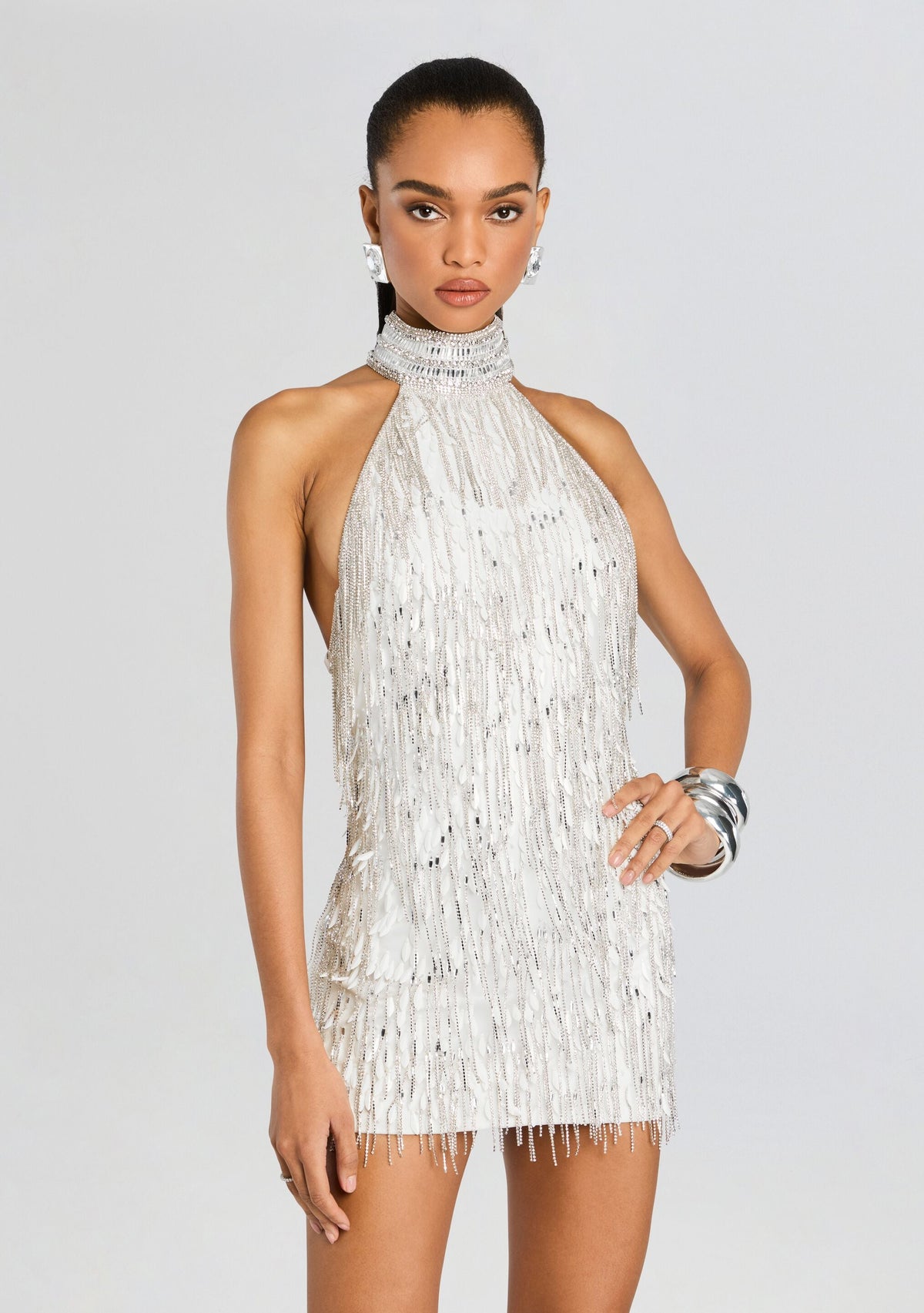 Tori Embellished Dress by retrofête in White, product image 6