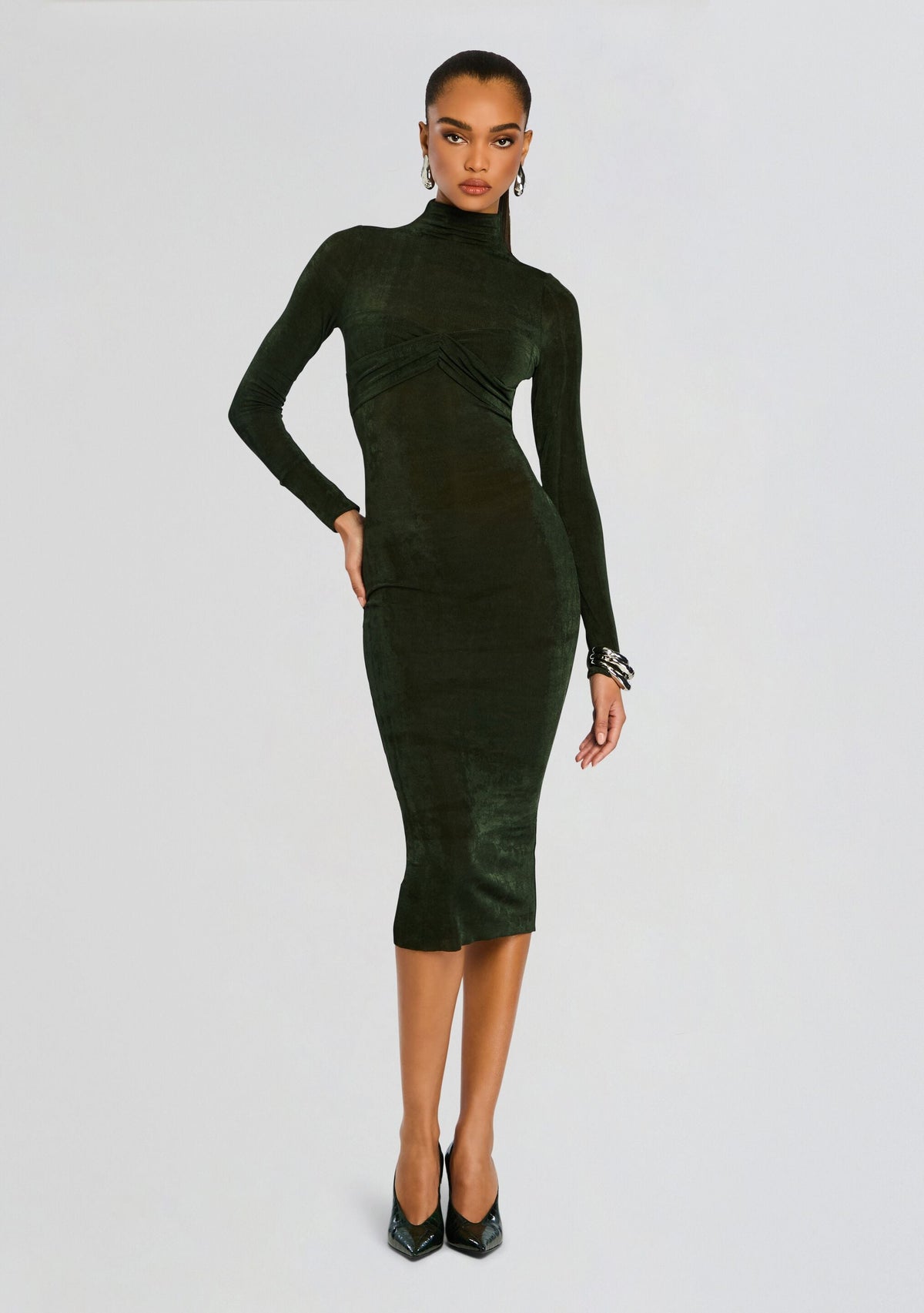 Bailey Midi Dress by SEROYA in Forest Green, product image 1