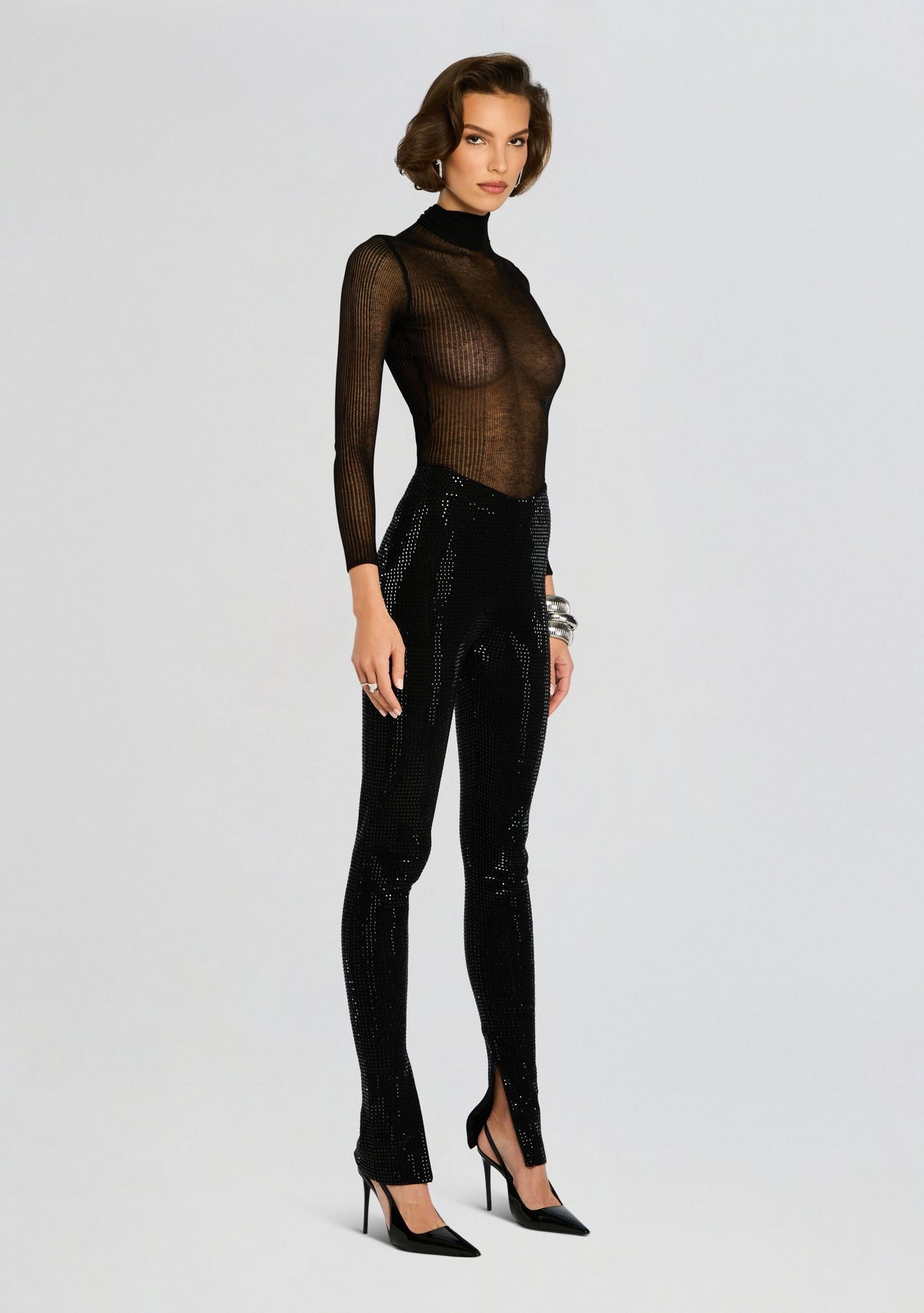 Cocoa Embellished Knit Pant by retrofête in Black, product image 2