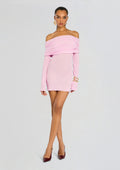 Galli Rib Knit Mini Dress by SEROYA in Ballet Pink, product image 1