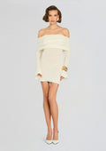Galli Rib Knit Mini Dress by SEROYA in Eggshell, product image 1
