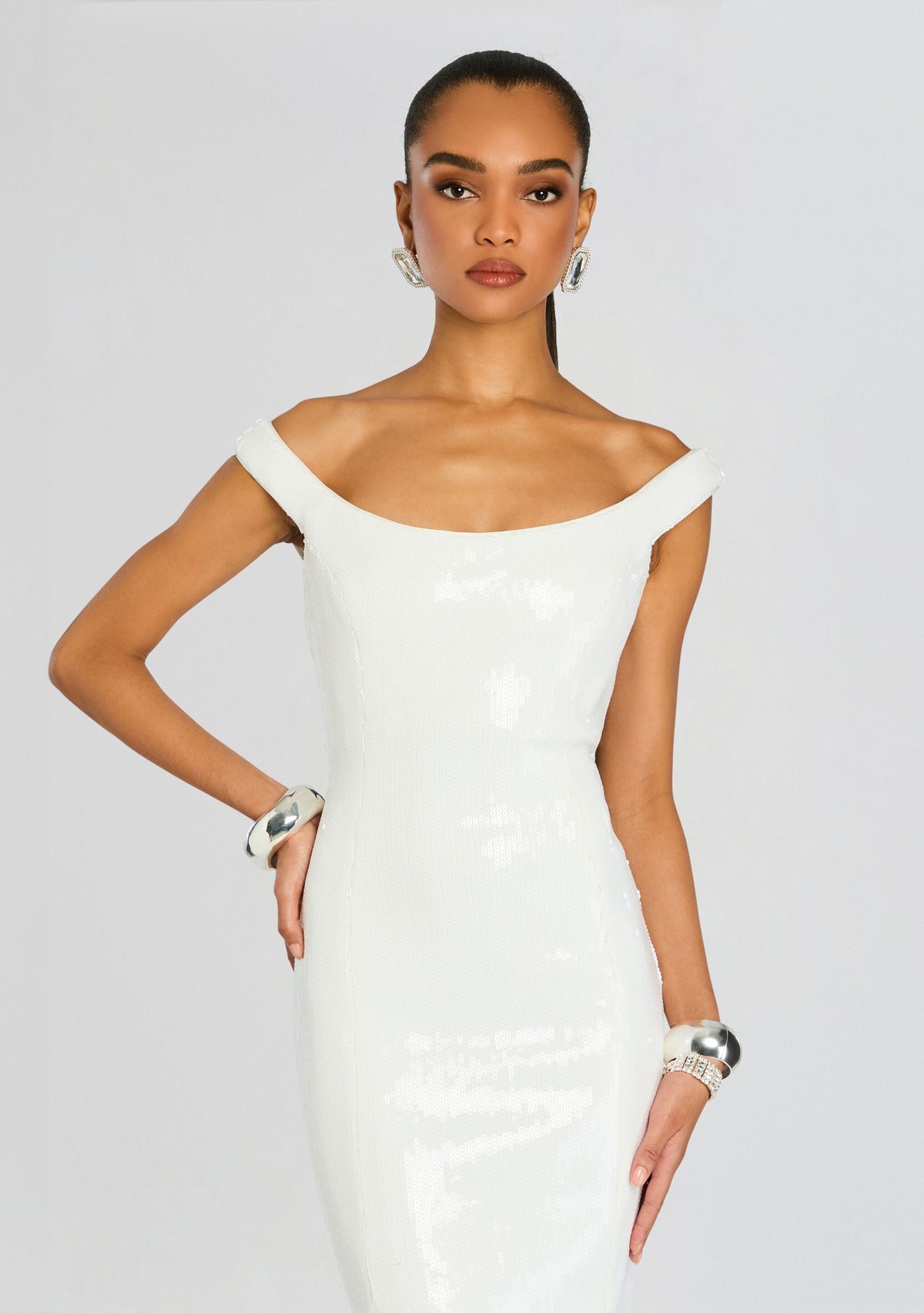 Jazmina Sequin Dress by retrofête in White, product image 5
