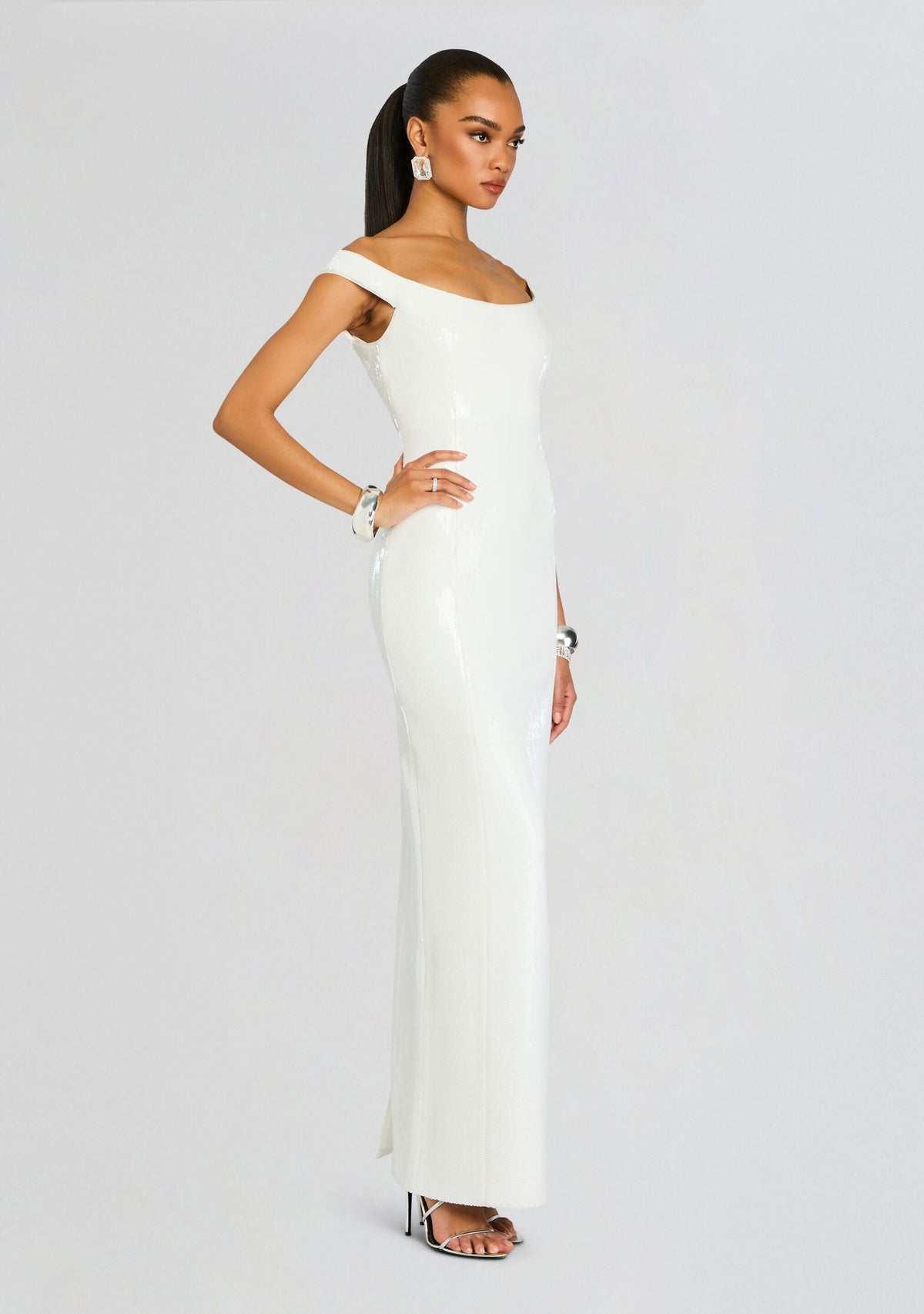 Jazmina Sequin Dress by retrofête in White, product image 3