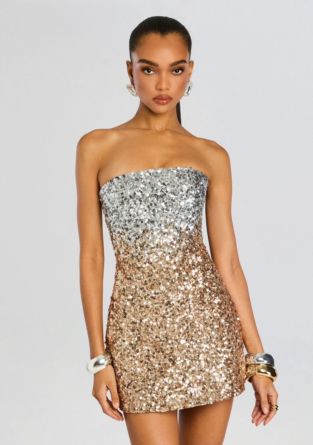 Kameron Embellished Dress by retrofête in Silver/Gold, product image 5