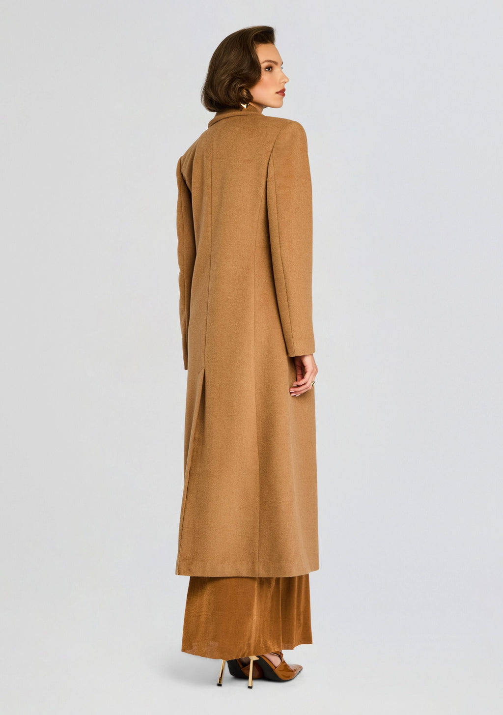 Leche Wool Coat by SEROYA in Camel, product image 5