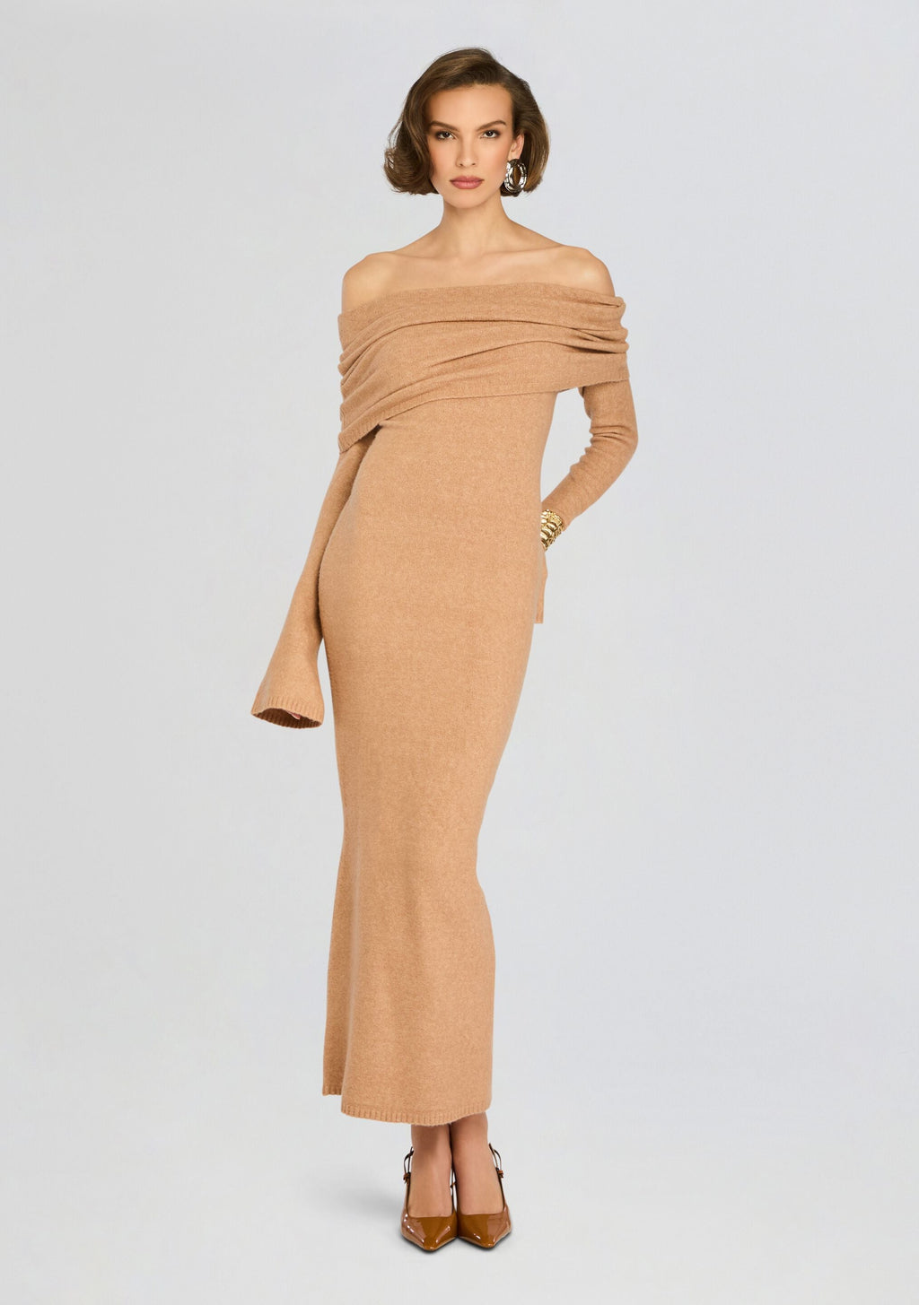 Maya Maxi Dress by SEROYA in Tan, product image 5
