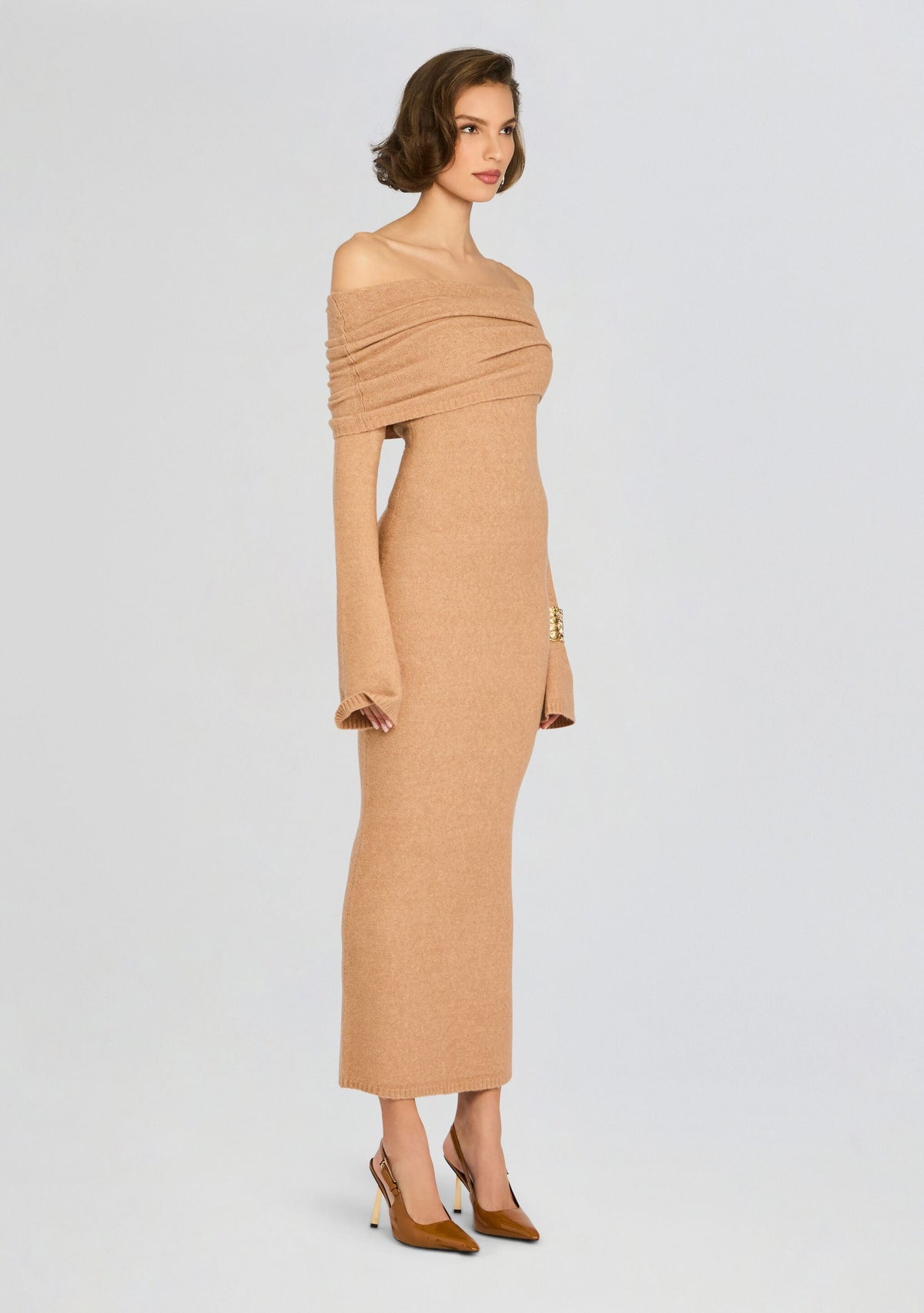Maya Maxi Dress by SEROYA in Tan, product image 3