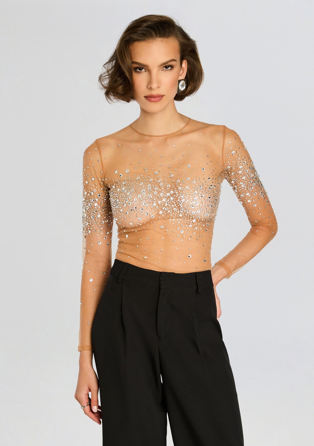 Nea Embellished Top by retrofête in Silver, product image 1