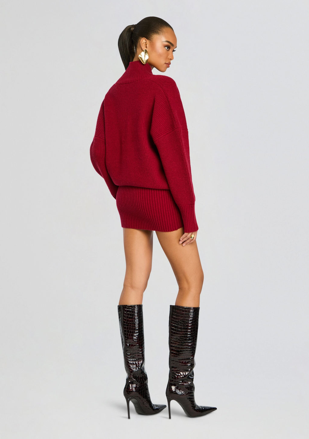 Neva Knit Sweater Dress by SEROYA in Ruby Red, product image 4