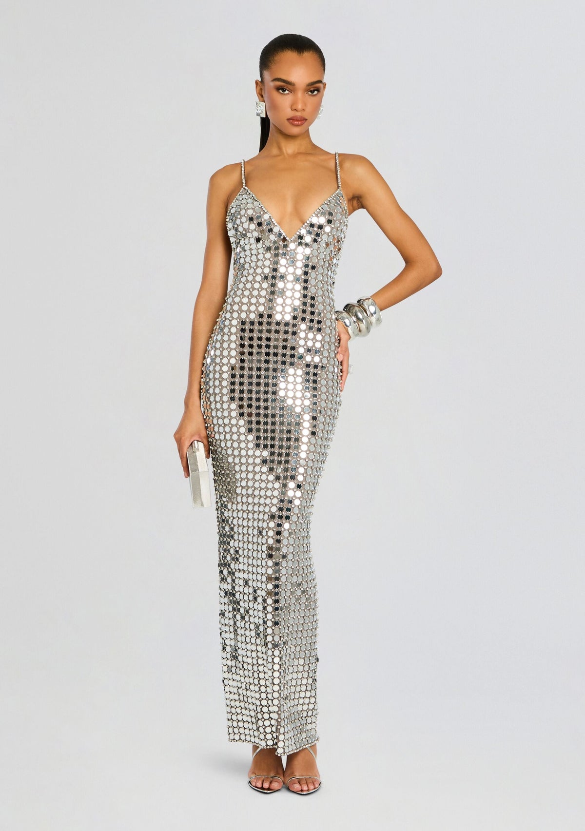 Perri Embellished Dress by retrofête in Silver, product image 1