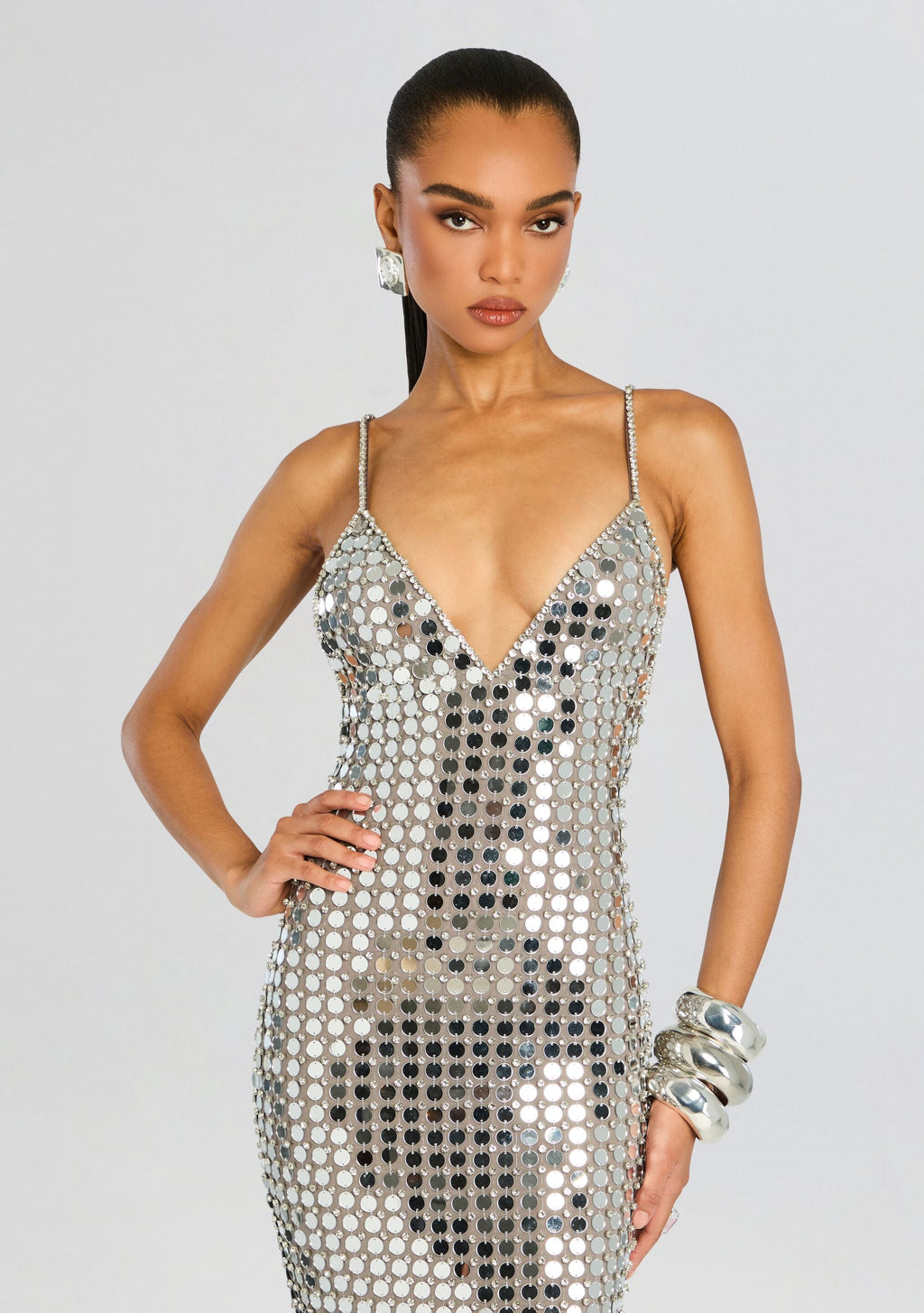 Perri Embellished Dress by retrofête in Silver, product image 5