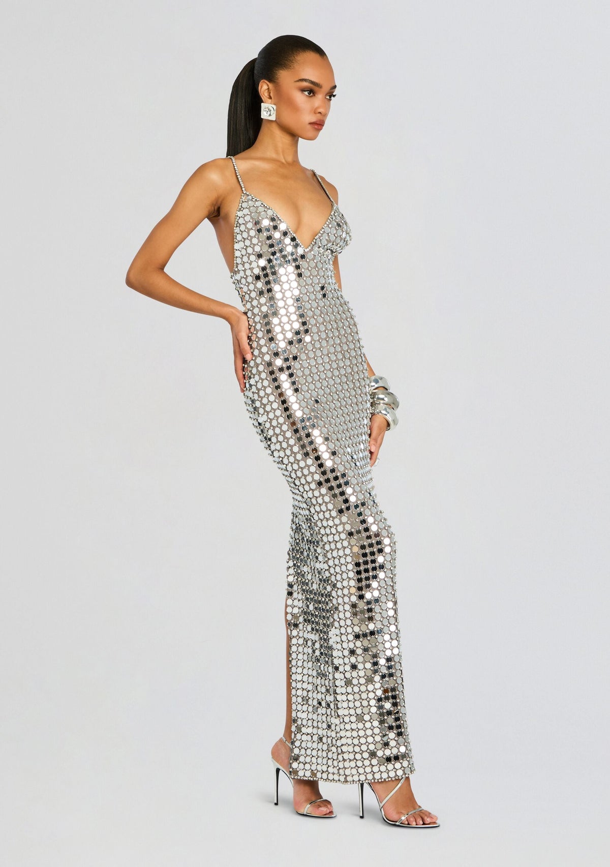 Perri Embellished Dress by retrofête in Silver, product image 3